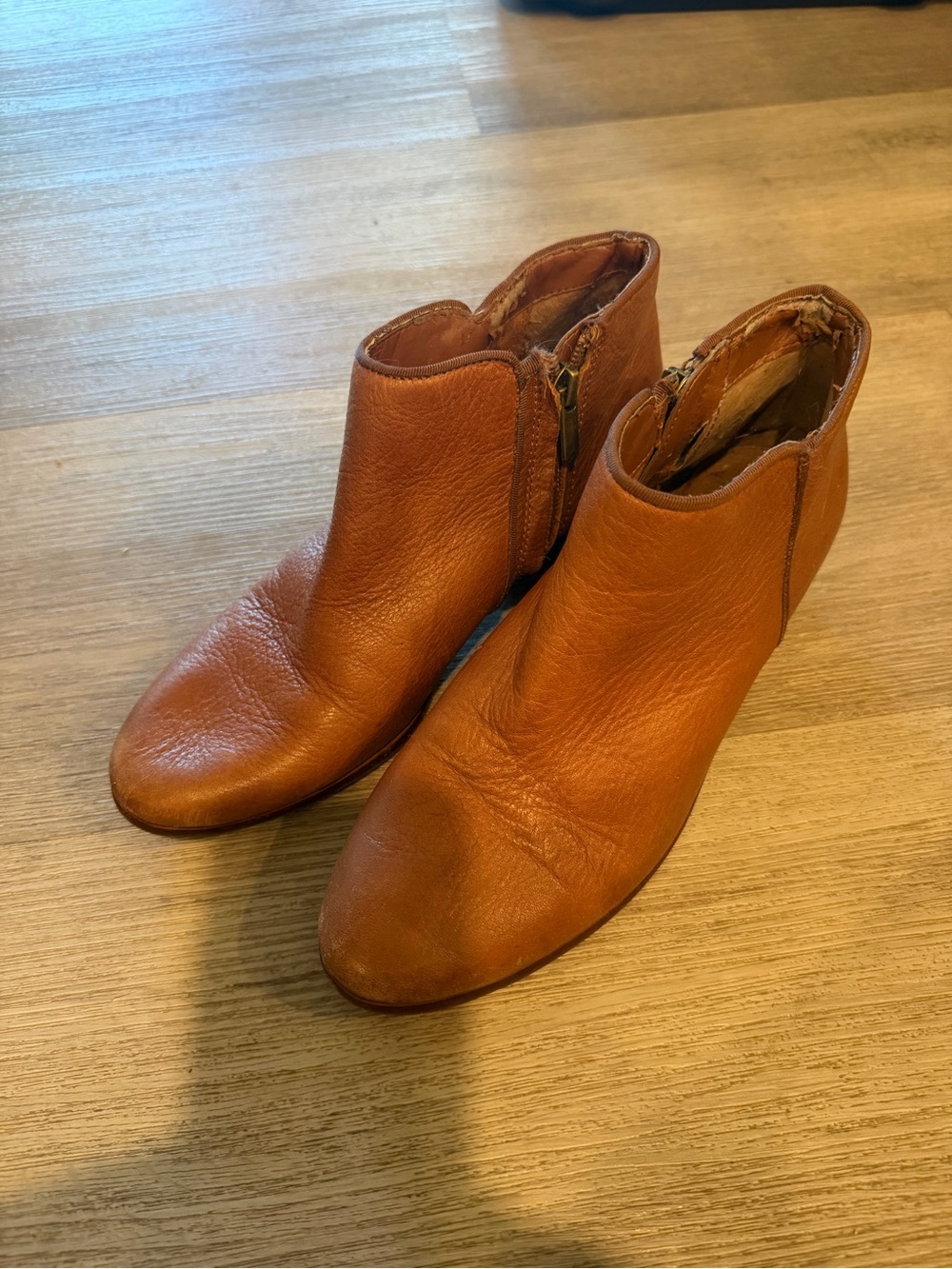 Sam Edelman Women’s Leather Ankle Bootie in Cognac Brown